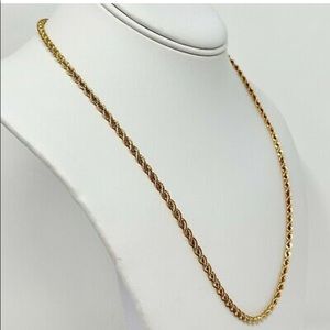 14K Genuine Real Gold Rope Chain 3MM 22 Inch NEW